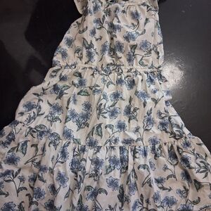 Crewcuts White Dress with Blue Floral Print